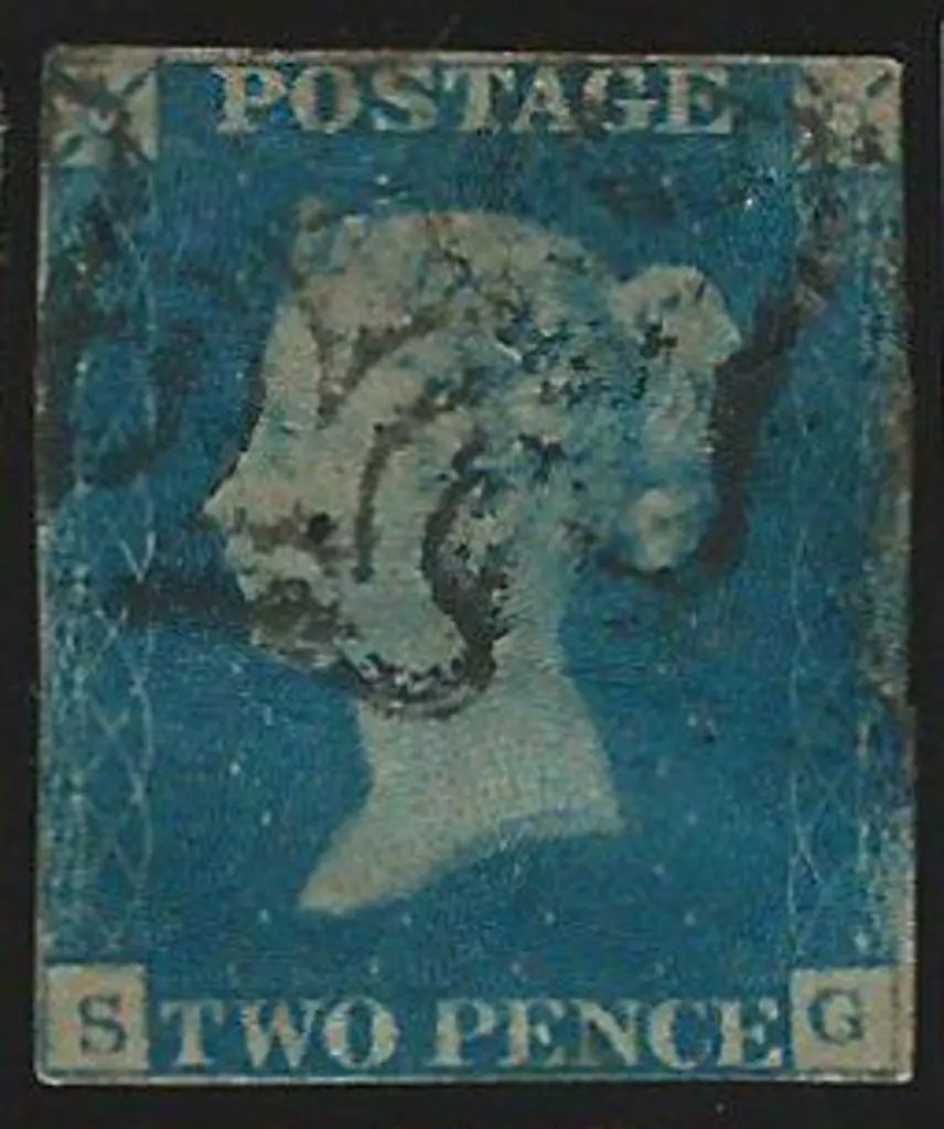 1840 2d pale blue with part black Maltese Cross ... Image 1++