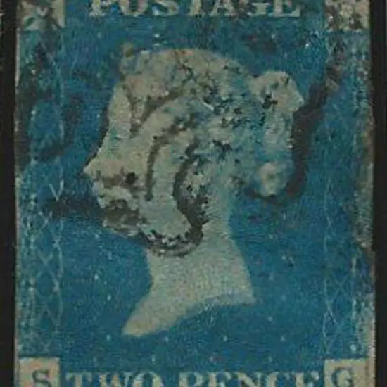 1840 2d pale blue with part black Maltese Cross ...