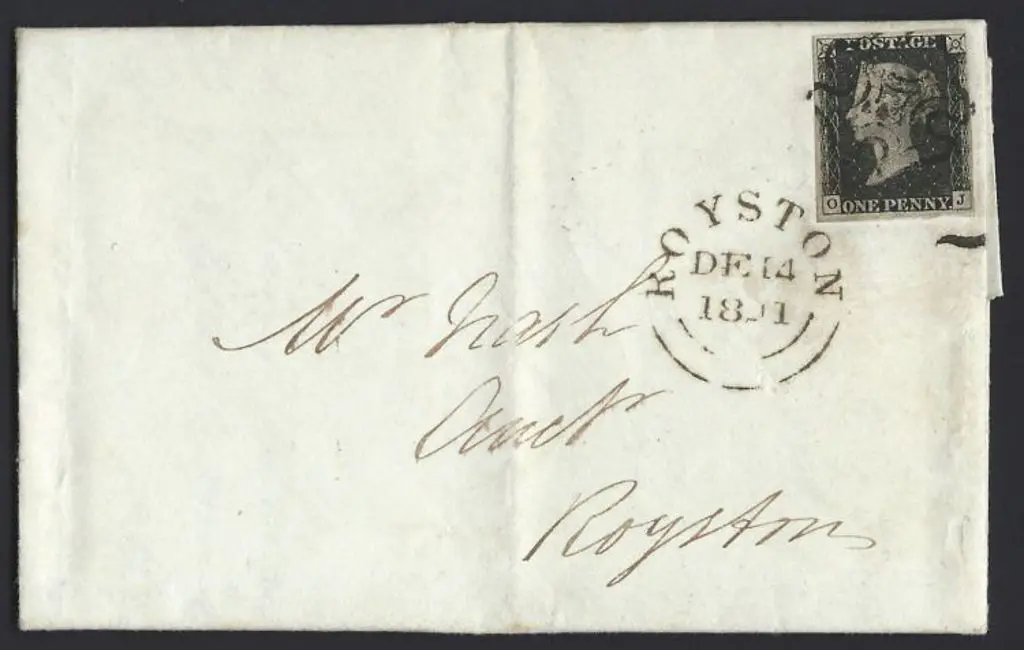 1841 (14th Dec) entire bearing 1d black with 3 ... Image 1++