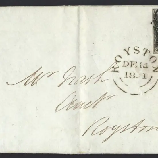 1841 (14th Dec) entire bearing 1d black with 3 ...