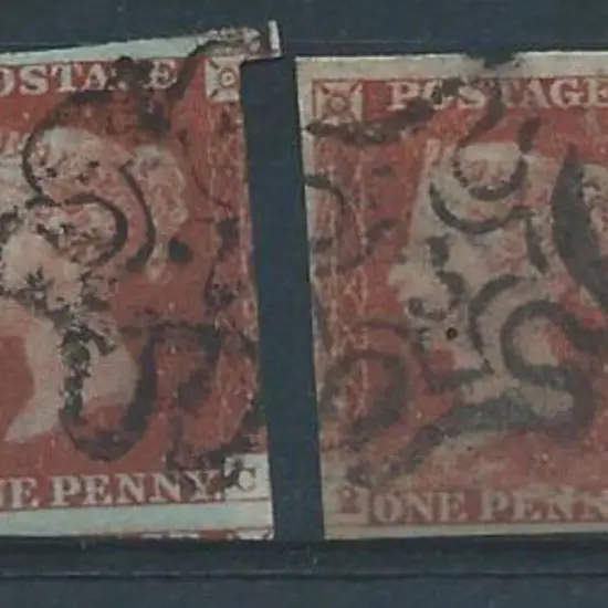 1841 1d red imperfs x 4 each with numbered Maltese ...