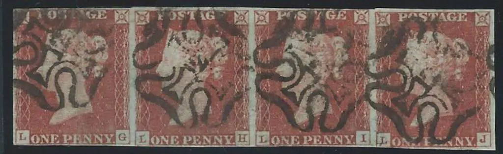 1841 1d brown-red QV on bluish paper horizontal ... Image 1++