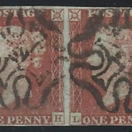 1841 1d brown-red QV on bluish paper horizontal ...
