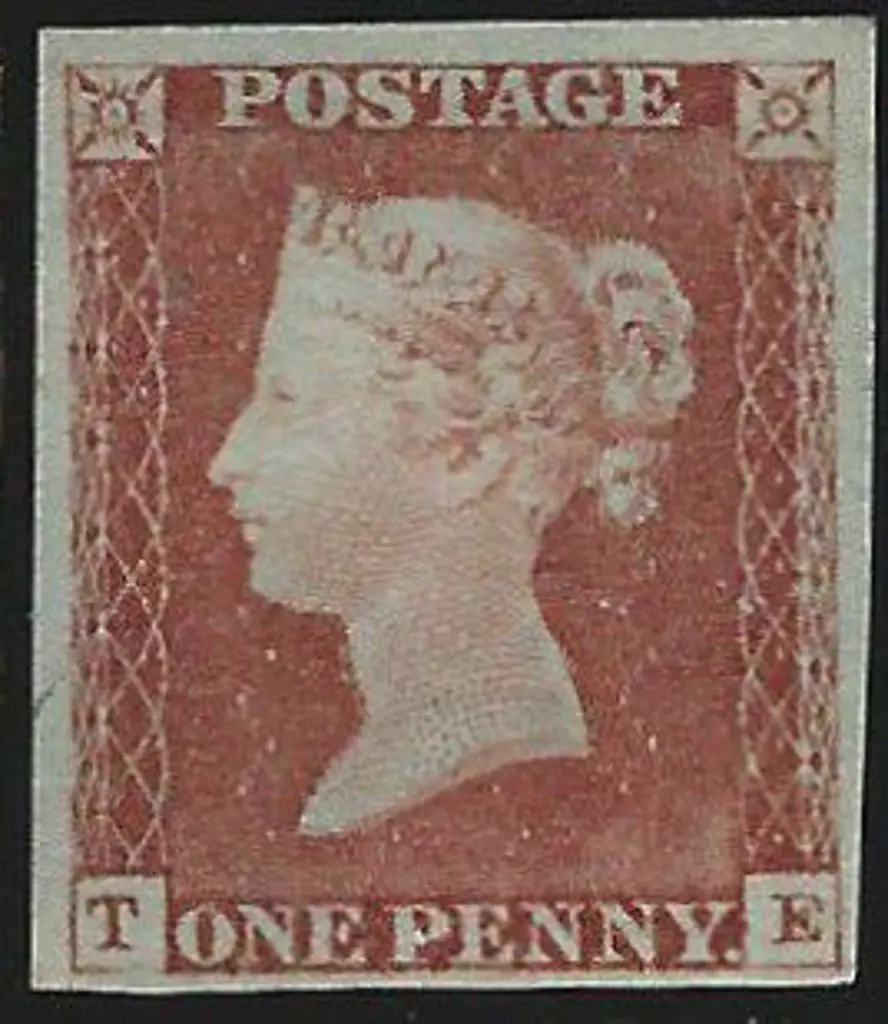 1841 1d pale red-brown on blued paper with worn ... Image 1++