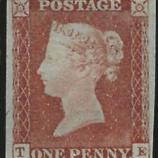 1841 1d pale red-brown on blued paper with worn ...