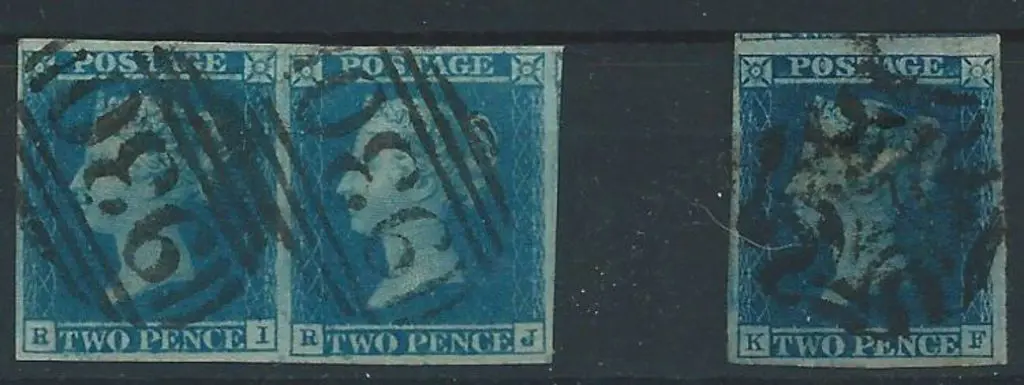 1841/51 2d blue pair with margins all round & two ... Image 1++