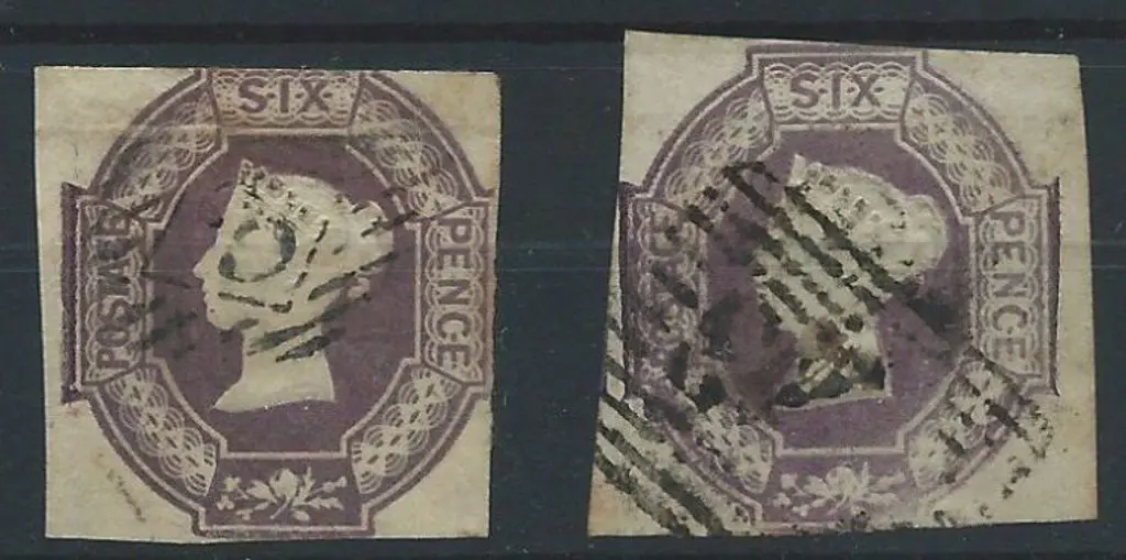 1854 6d purple & mauve shades embossed examples. ... Image 1++