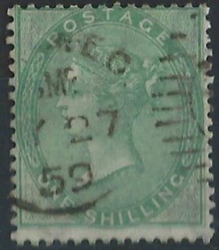 1855 1/- green F/U with 1859 duplex cancel. Most ... Image 1++
