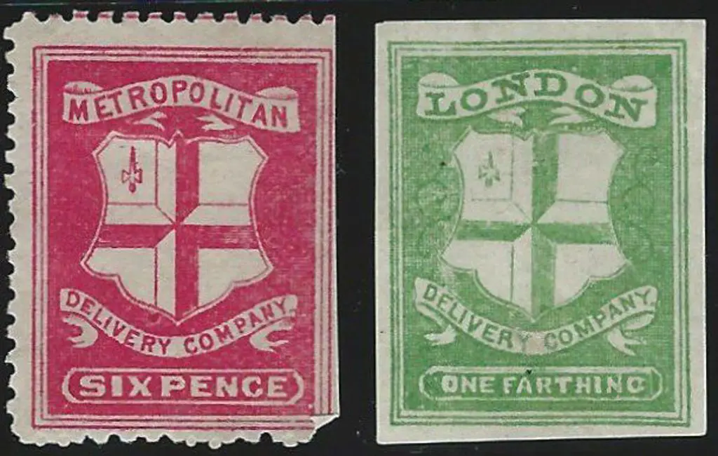 1860's Local Delivery Company stamps without gum. ... Image 1++