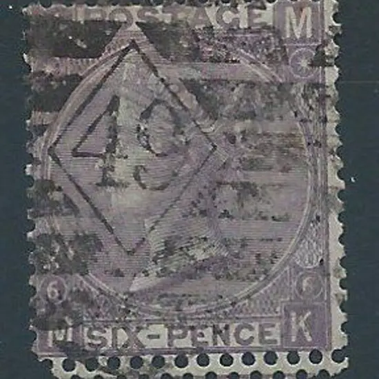 1867 6d purple with double perfs at base. Good ...