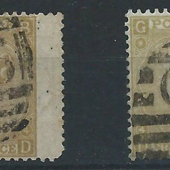 1867 9d straw wing margin example but blunt lower ...