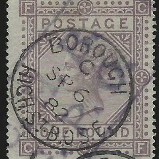 1878 £1 brown-lilac Maltese Cross wmk with clear ...