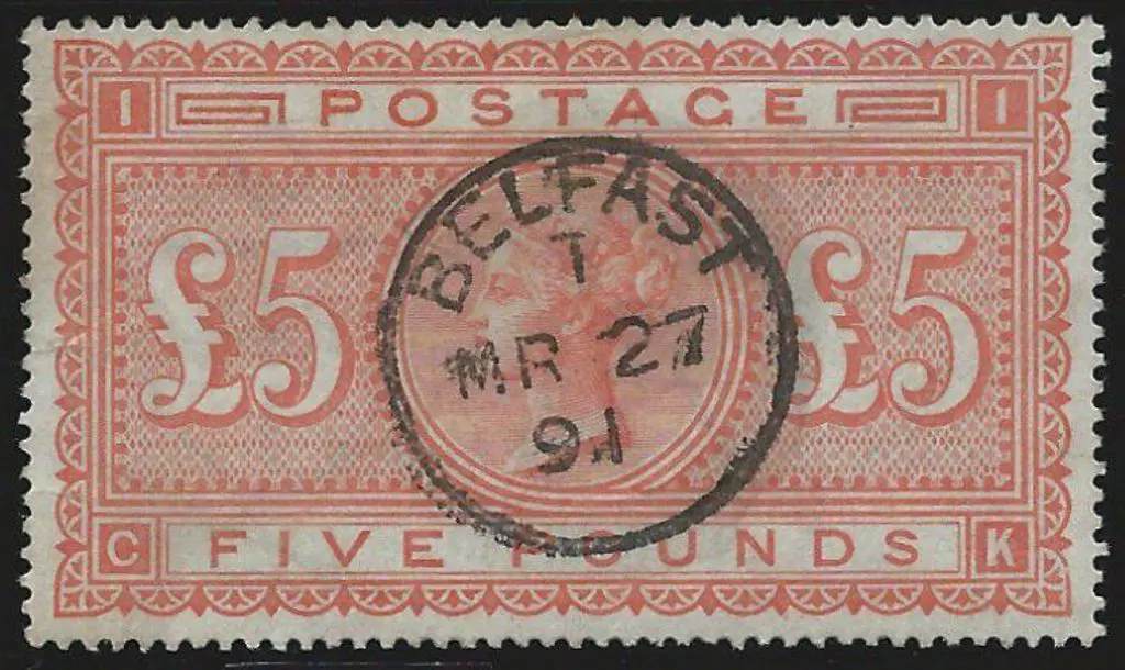 1882 £5 orange on white paper. F/U by crisp, ... Image 1++