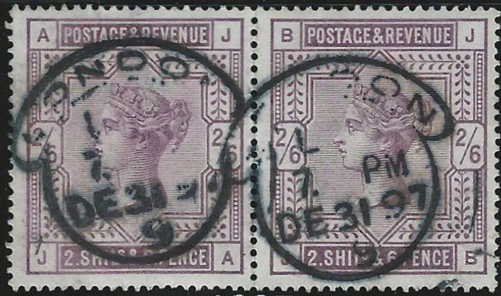 1883 2/6d deep lilac horizontal pair on white ... Image 1++