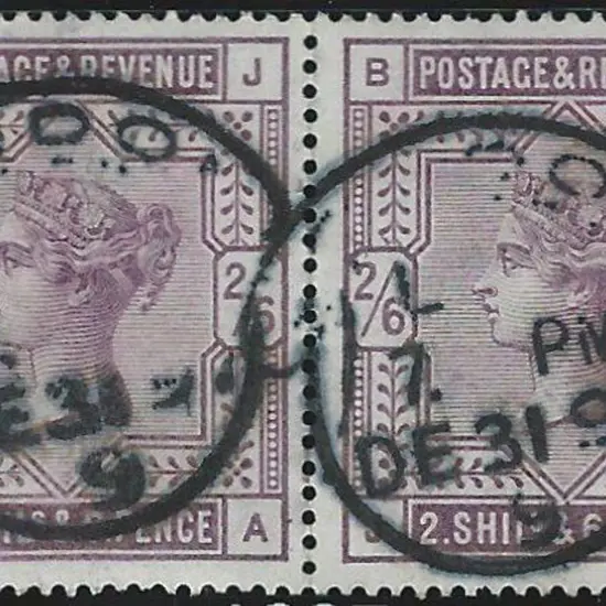 1883 2/6d deep lilac horizontal pair on white ...