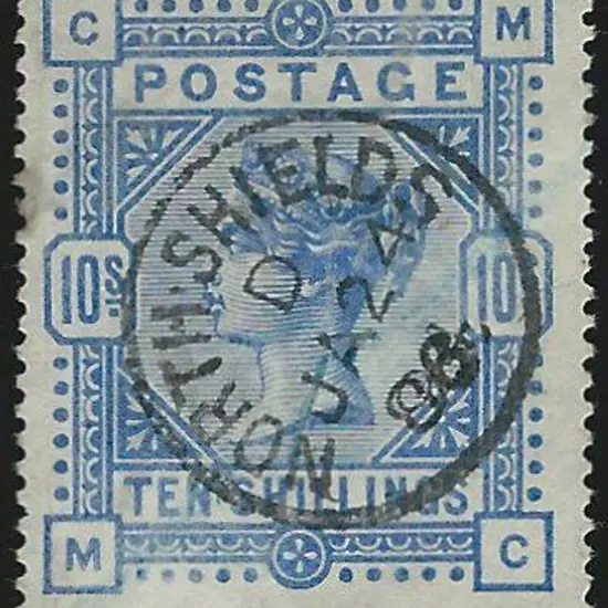 1883 10/- ultramarine on white paper crisp, ...