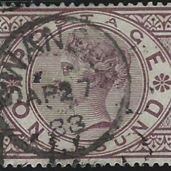 1888 £1 brown-lilac QV Three Orbs wmk. Good to ...