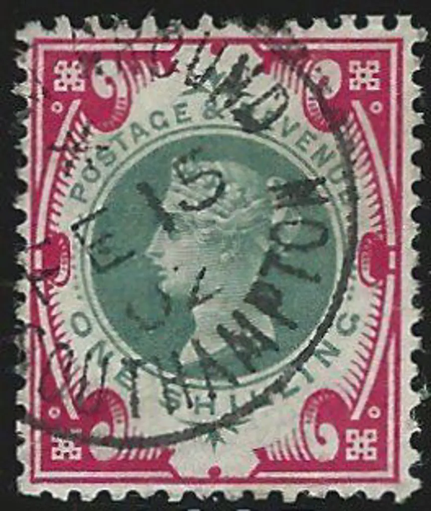 1900 1/- green & carmine QV with stunning colours ... Image 1++