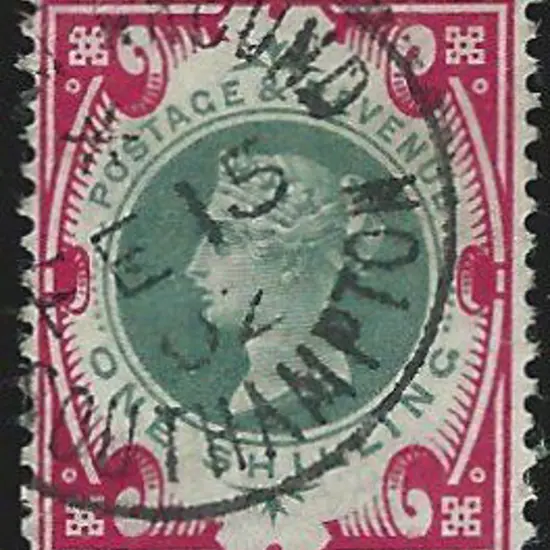 1900 1/- green & carmine QV with stunning colours ...