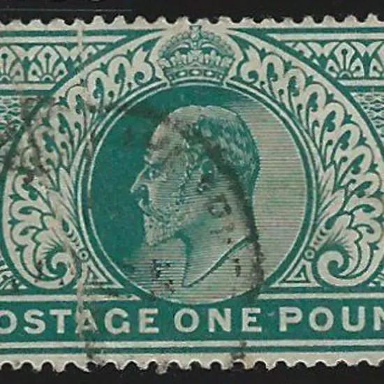 1902 £1 dull blue-green KEVII with indistinct, ...