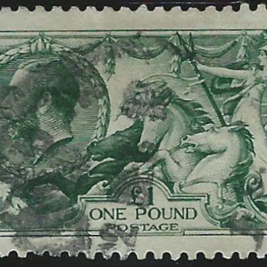 1913 £1 green Seahorse good used by indistinct ...