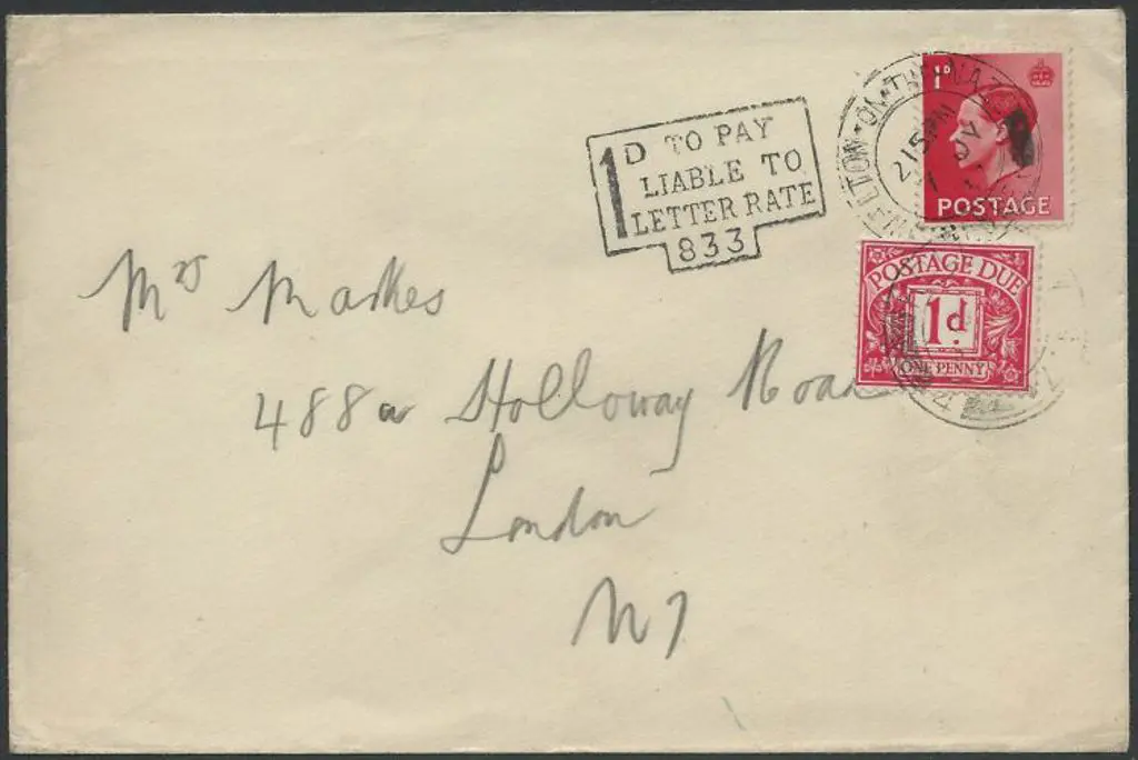 1937 1d KEVIII taxed local letter bearing 1d ... Image 1++