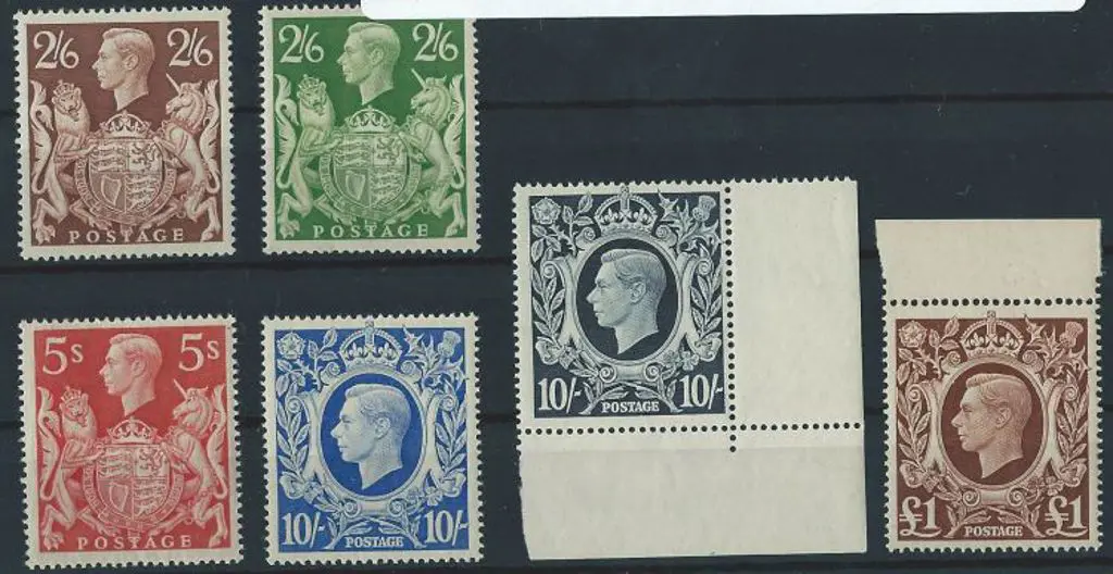 1939/48 KGVI high vals set of 6. 10/- dark blue & ... Image 1++