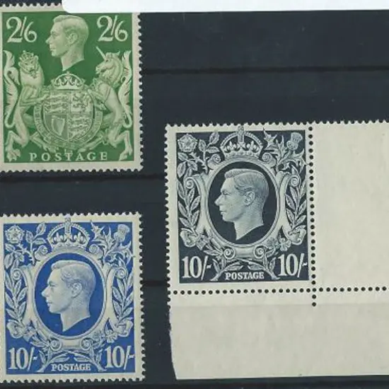 1939/48 KGVI high vals set of 6. 10/- dark blue & ...