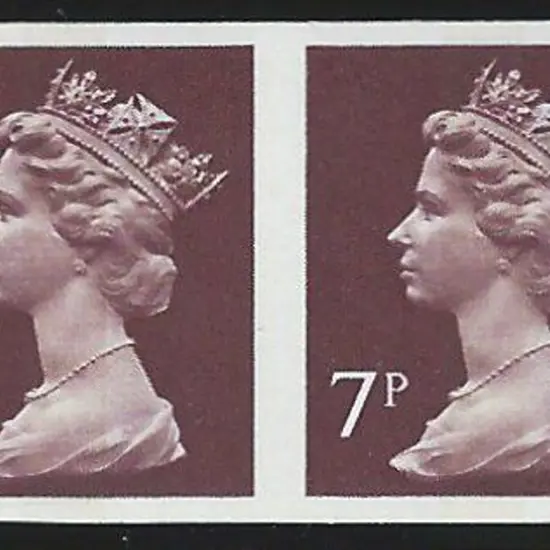 1977 7p purple-brown, 1 centre band Machin ...