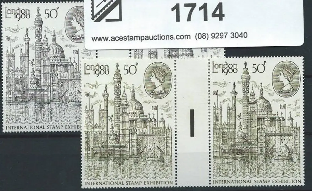 1980 50p London 1980 gutter pairs MUH of normal ... Image 1++