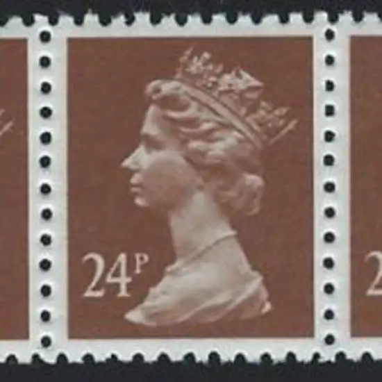 1993 24p brown Machin horizontal strip of 5 ...