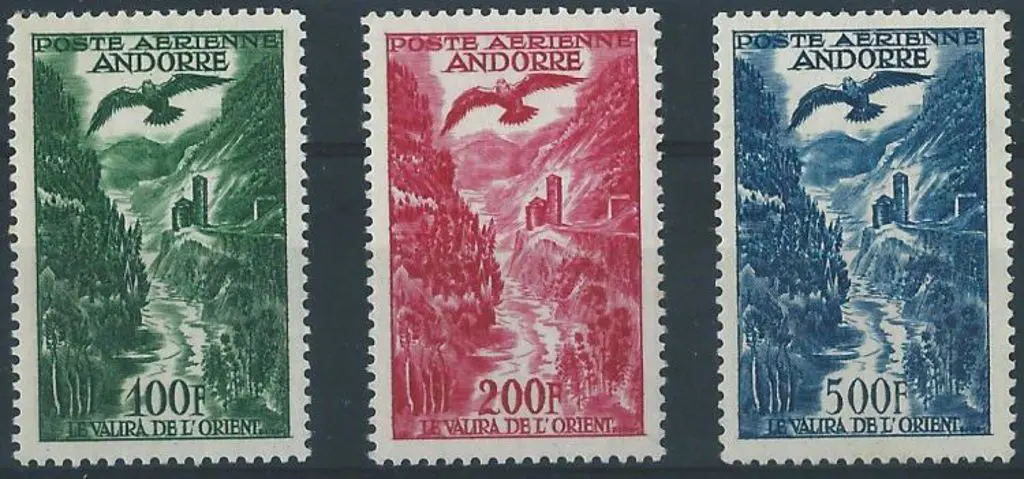 Andorra-French 1955/57 Airs MUH. Hint of a tone ... Image 1++