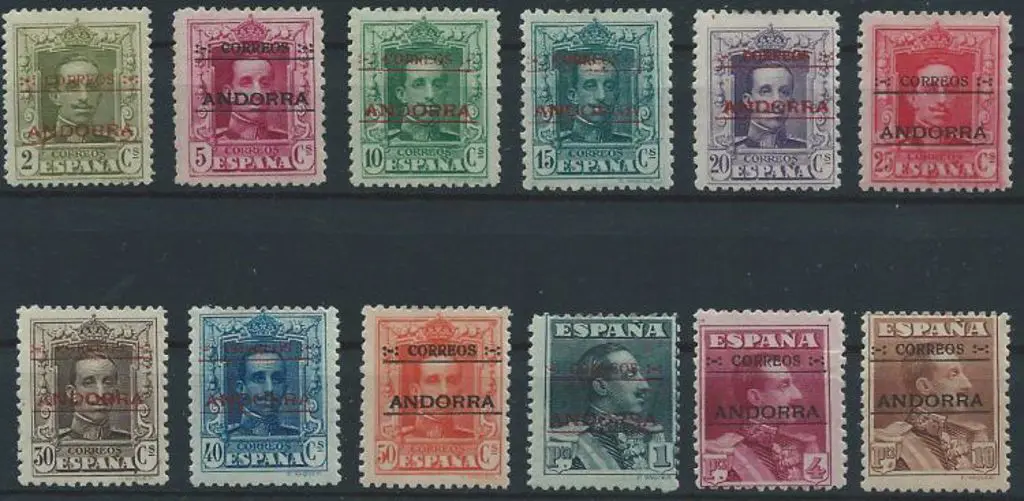 Andorra-Spanish 1928 Overprints complete MLH to ... Image 1++