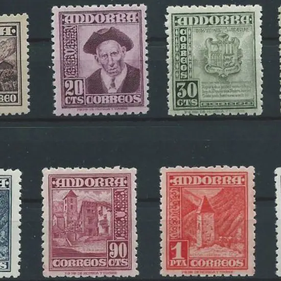 Andorra-Spanish 1948 20¢ to 1p35 Pictorials. MUH ...