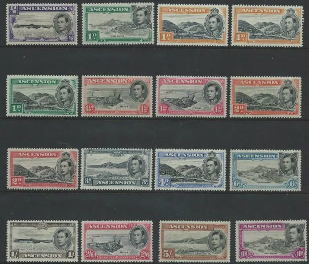 Ascension 1938/53 KGVI Pictorials set of 15 (no 3d ... Image 1++