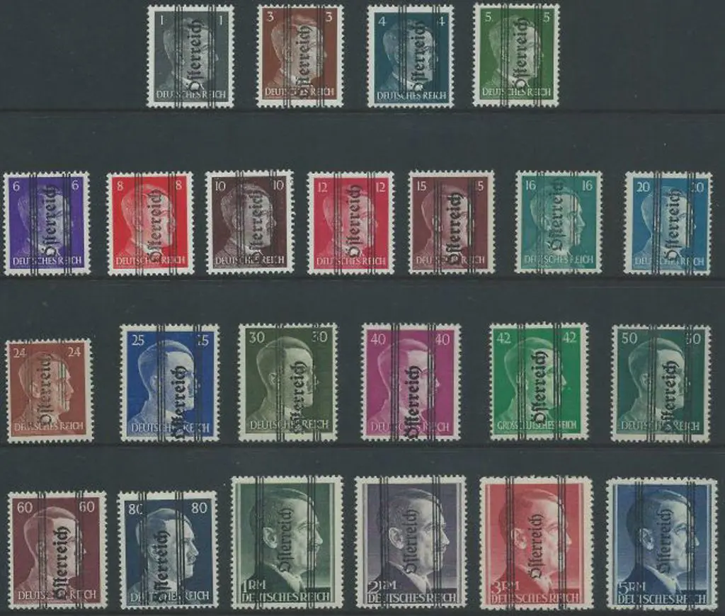 Austria 1945 First ovptd Hitler set of 23 MUH with ... Image 1++