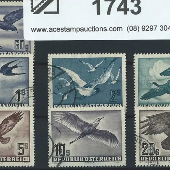 Austria 1950 Bird Airmails F/U set of 7. A popular ...