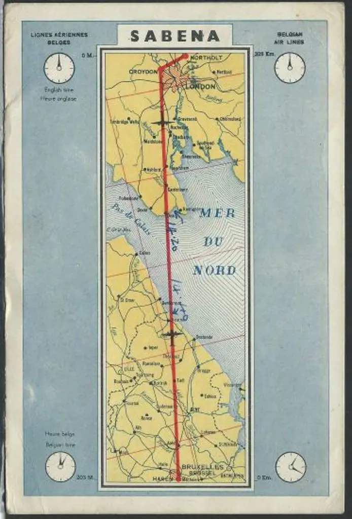 Belgium 1947 Sabena -Belgian Air Lines Route ... Image 1++