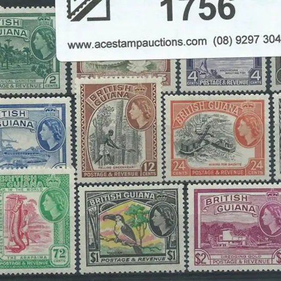 British Guiana 1954/63 QEII Pictorials set of 15 ...
