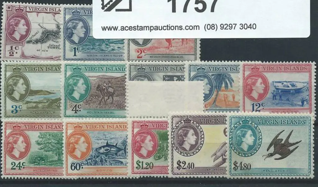 British Virgin Islands 1956/62 QEII defins ... Image 1++