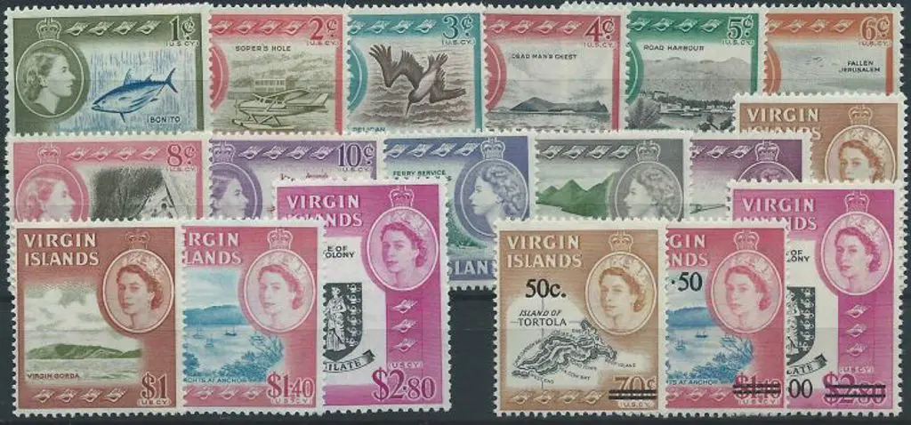 British Virgin Islands 1964/68 QEII defins set of ... Image 1++