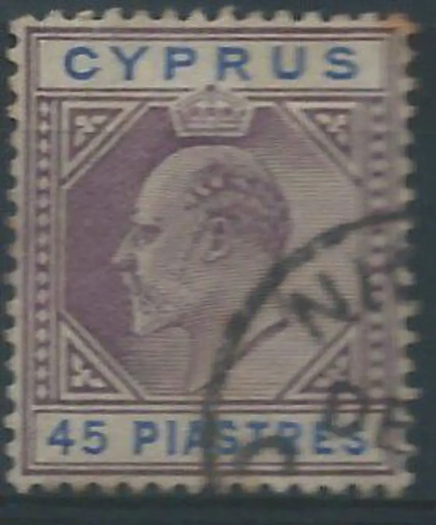 Cyprus 1904 45pi dull purple & ultramarine. F/U ... Image 1++
