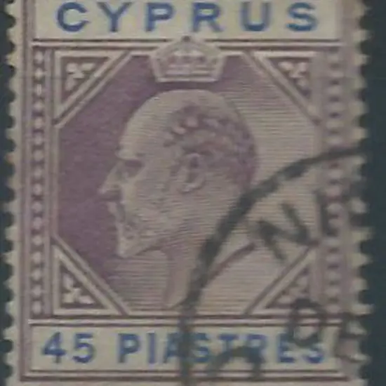 Cyprus 1904 45pi dull purple & ultramarine. F/U ...