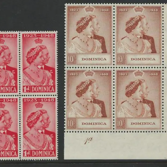 Dominica 1948 Silver Wedding pair in MUH blocks of ...