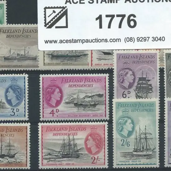 Falkland Is Dependencies 1954/62 QEII Ships ½d to ...
