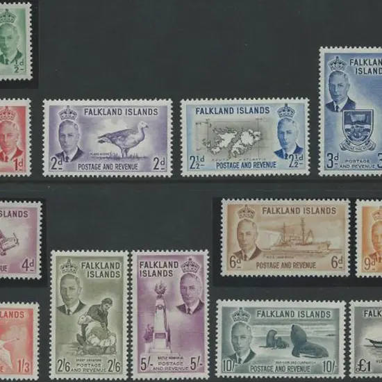 Falkland Islands 1952 KGVI defins set of 14 to £1. ...