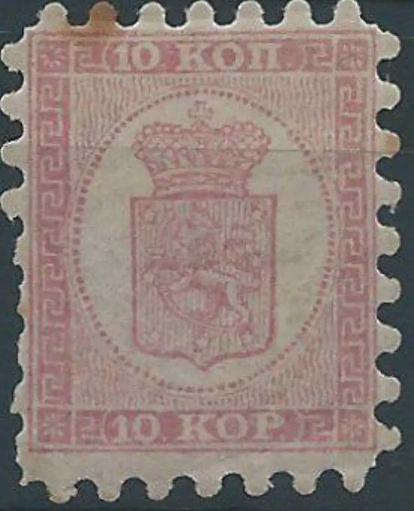Finland 1860 10k rose MLH. One stained perf at top ... Image 1++