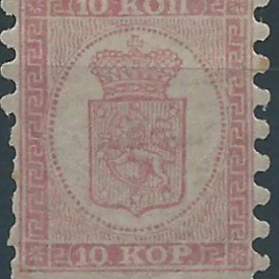 Finland 1860 10k rose MLH. One stained perf at top ...