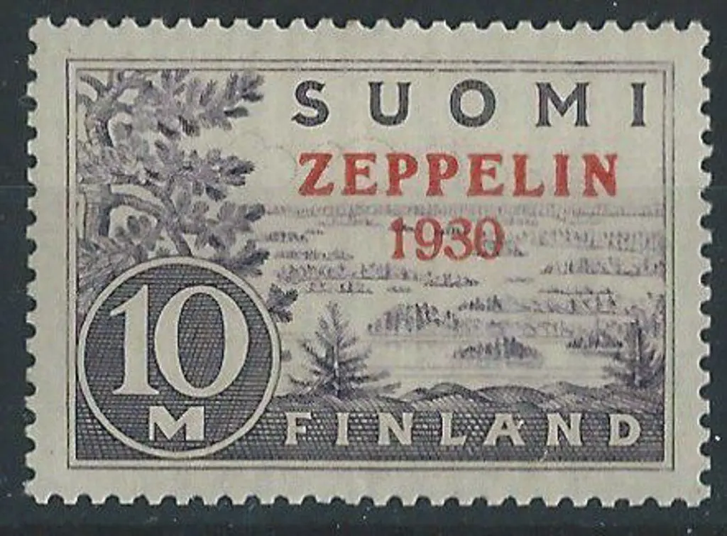 Finland 1930 10mk "Zeppelin 1930" ovpt. Fine MLH. ... Image 1++