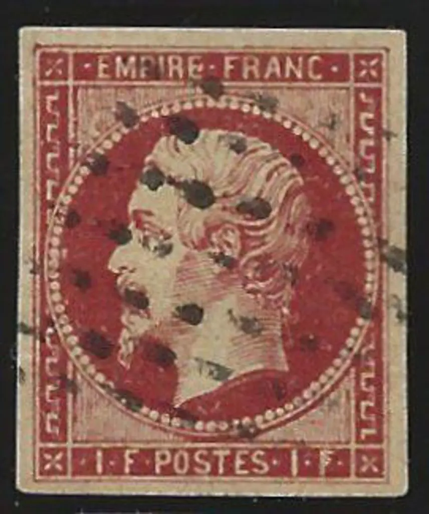 France 1853/61 1f deep carmine. Very F/U with 4 ... Image 1++
